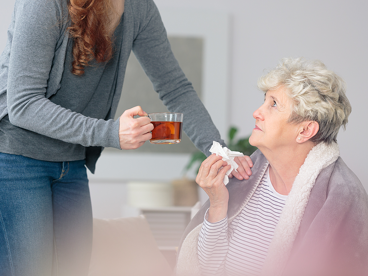 flu mom and adult daughter